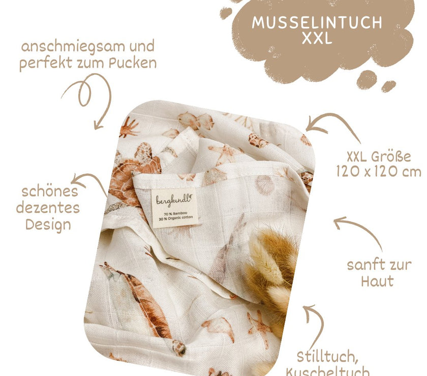 Turtle Baby Musselintuch - Kuschelweich und Vielseitig - bergkindl