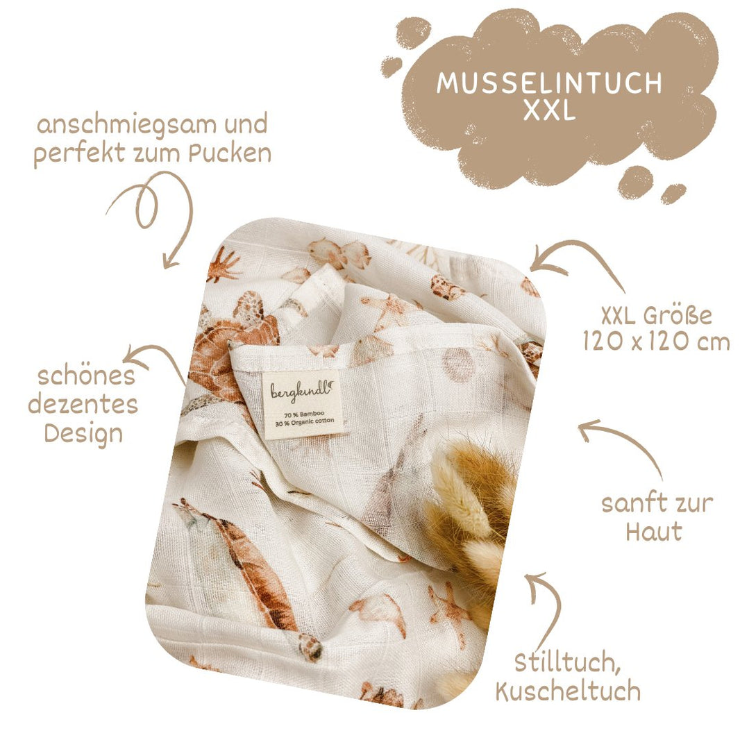 Turtle Baby Musselintuch - Kuschelweich und Vielseitig - bergkindl
