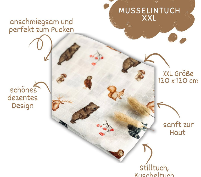 Wald Baby Musselintuch - Kuschelweich und Vielseitig - bergkindl